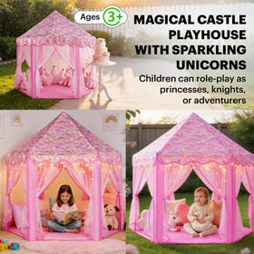 Lafyette Princess Tent with unicorn graphics sparks imaginative storytelling during play