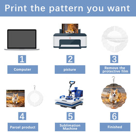LaiHiulaan sublimation wind spinner blank during heat transfer printing setup.