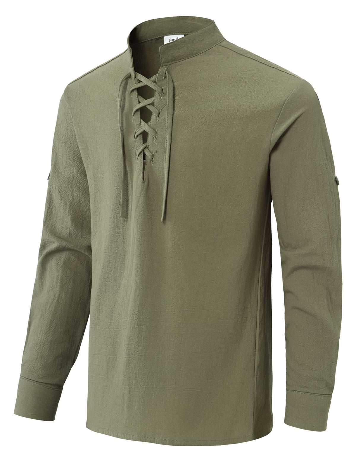 Lainvenor cotton lace-up shirt, mandarin collar detail, versatile for cosplay and theater costumes