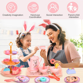 Lajeje Bunny Tea Set carrying case keeps pieces stored