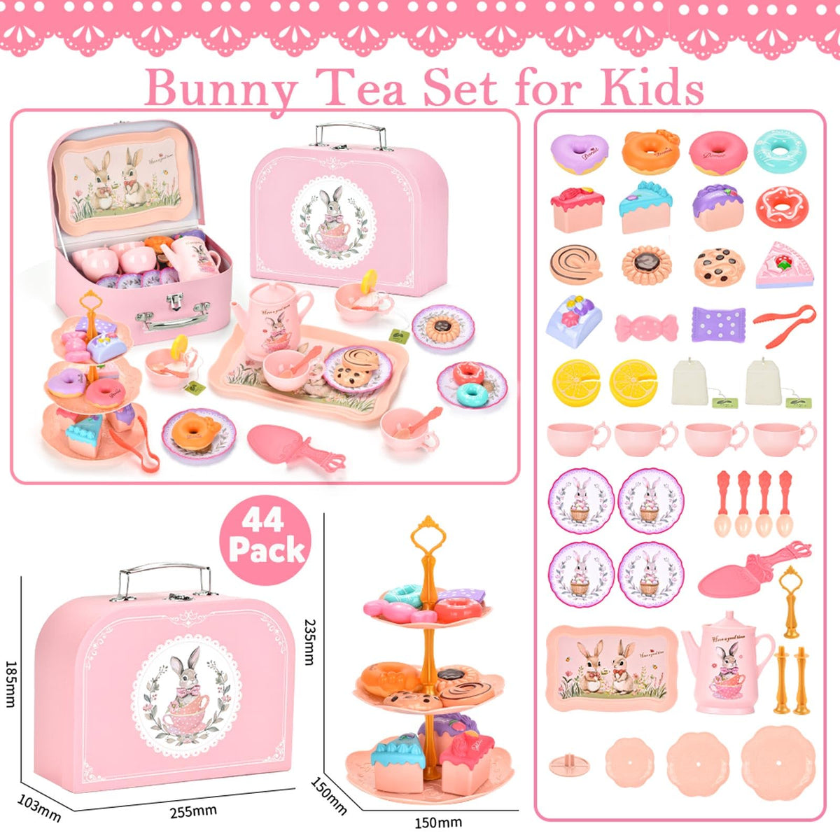 Lajeje Bunny Tea Set plates and serving tray for organized meals
