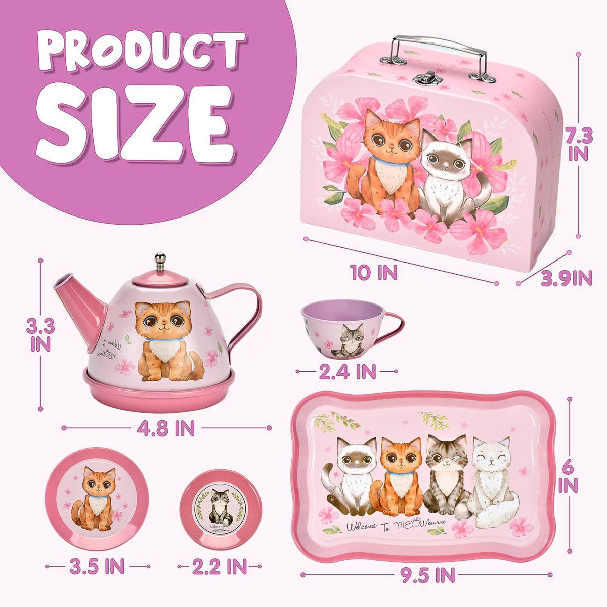 Lajeje cat tea cups and saucers for charming pretend tea moments