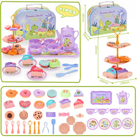 Lajeje dinosaurs tea party plates with colorful dessert display