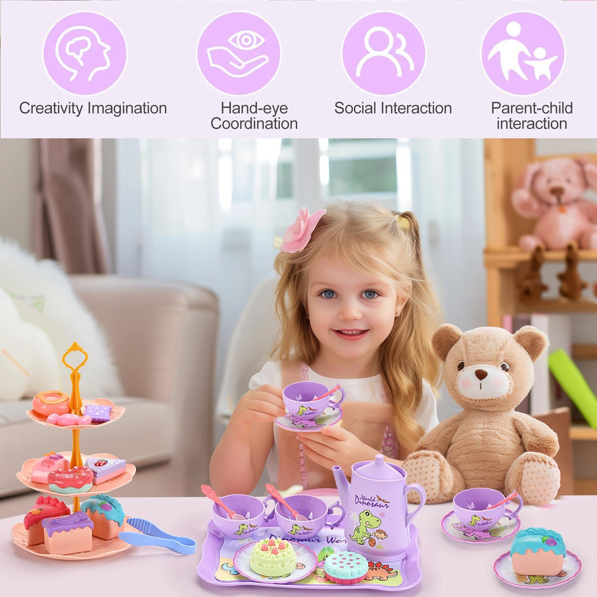 Lajeje dinosaurs tea party spoons for tiny hands during tea time