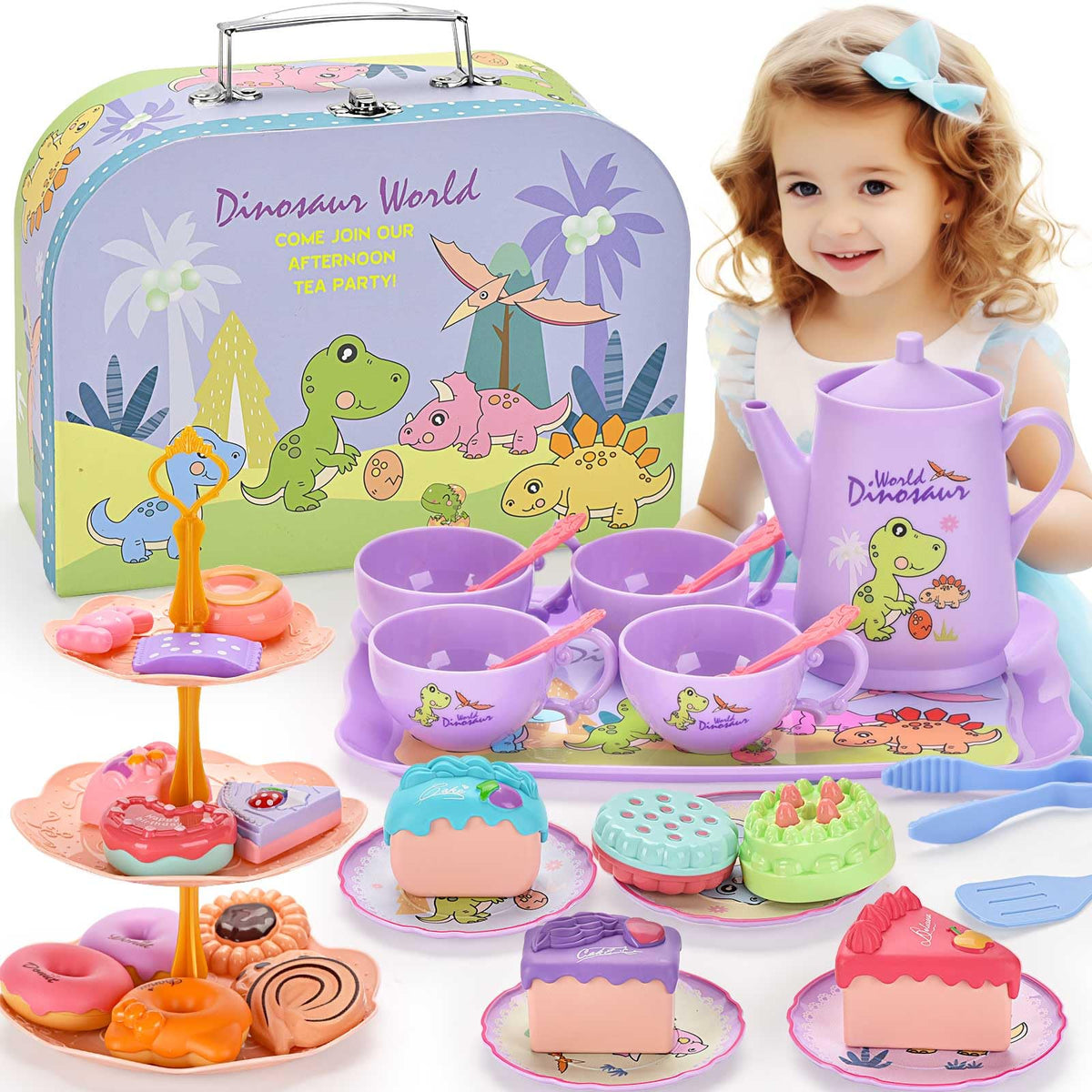Lajeje dinosaurs tea party teapot inviting imaginative play for kids