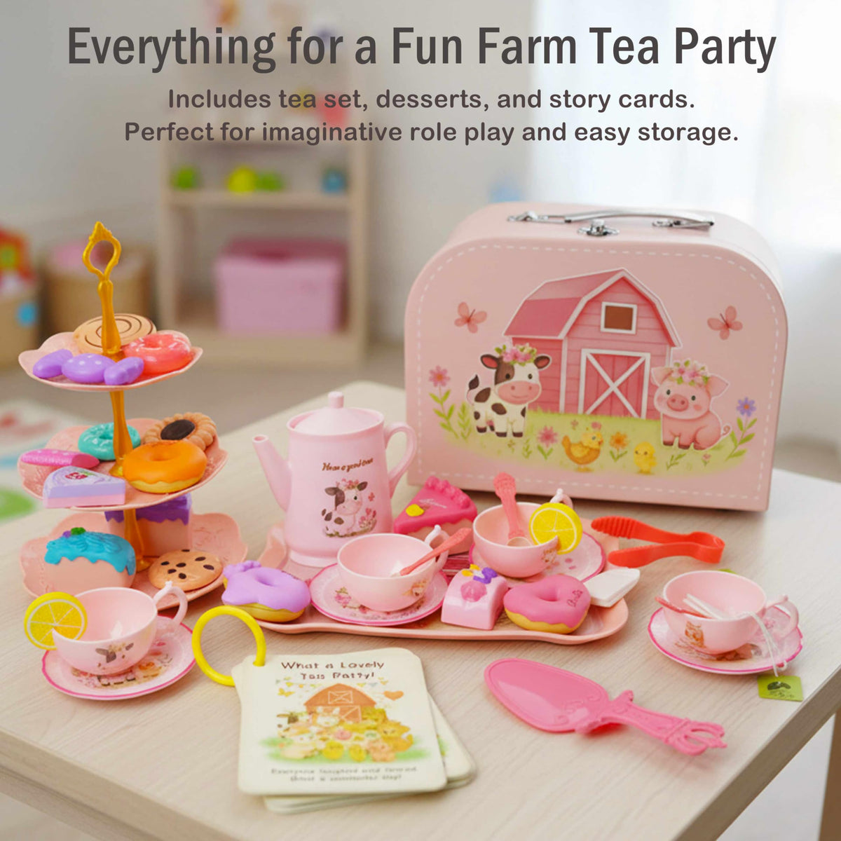 Lajeje Pink Barn Carry Case open for easy storage and travel.
