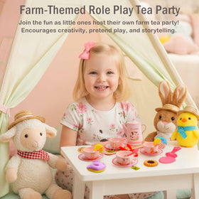 Lajeje Pink Barn Tea Set cups and saucers for sharing tea with friends.