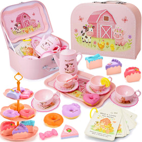 Lajeje Pink Barn Tea Set teapot for joyful pretend play and storytelling.