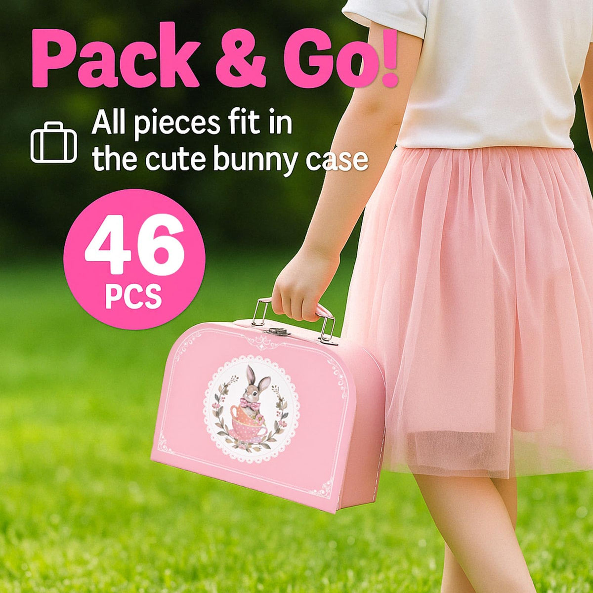 Lajeje bunny carry case keeps everything organized for travel play.