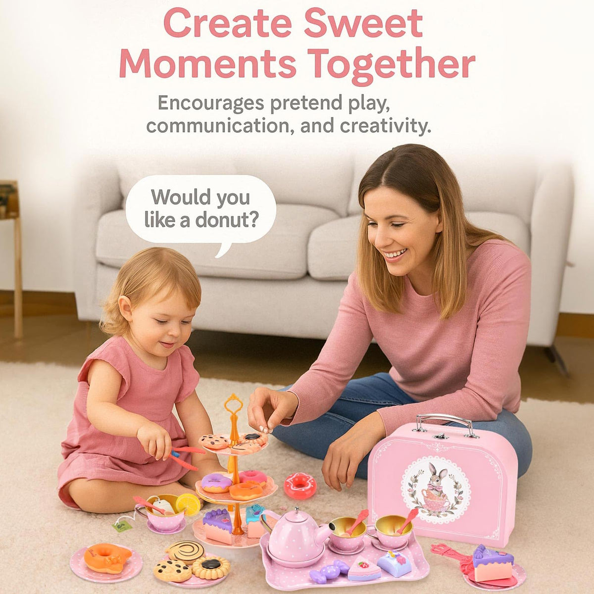 Lajeje tea party cups and saucers encourage sharing during pretend tea time.