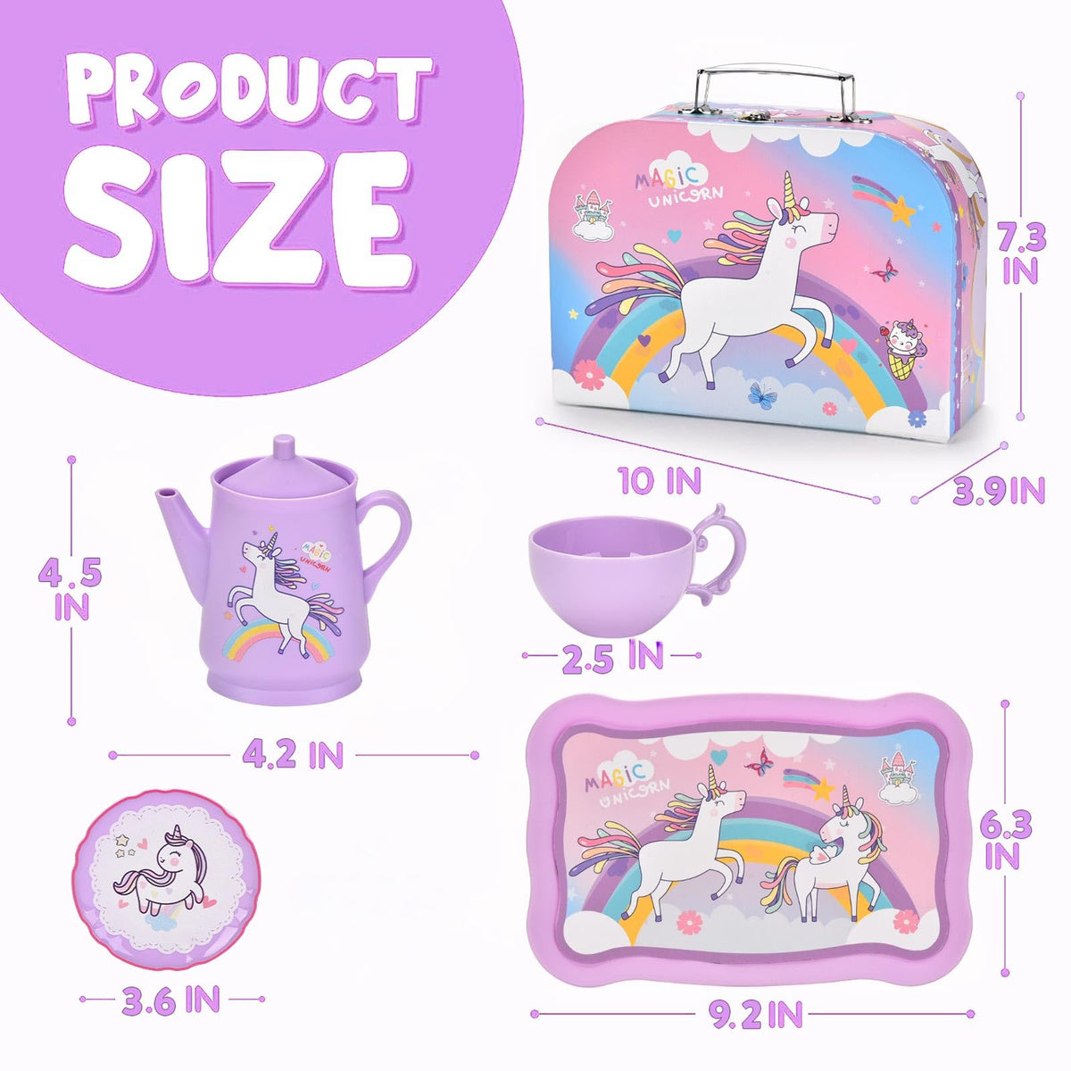 Lajeje Unicorn Tea Party carrying case for easy transport to parties.