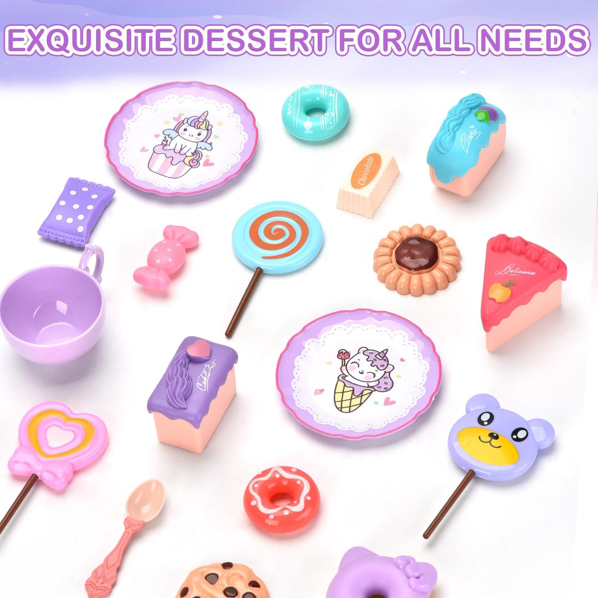 Lajeje Unicorn Tea Party desserts add colorful pretend treats to stories.