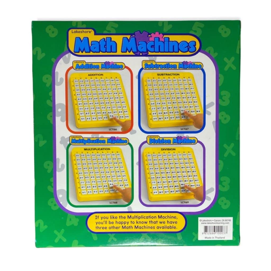 Lakeshore Multiplication Machine side view shows a durable plastic design supporting long-term hands-on learning