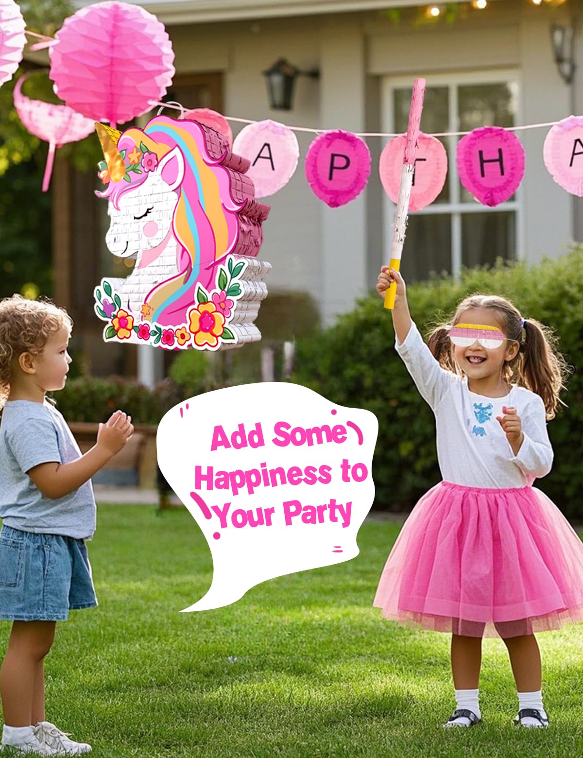 LAKINGO Unicorn Pinata as princess party decor setup