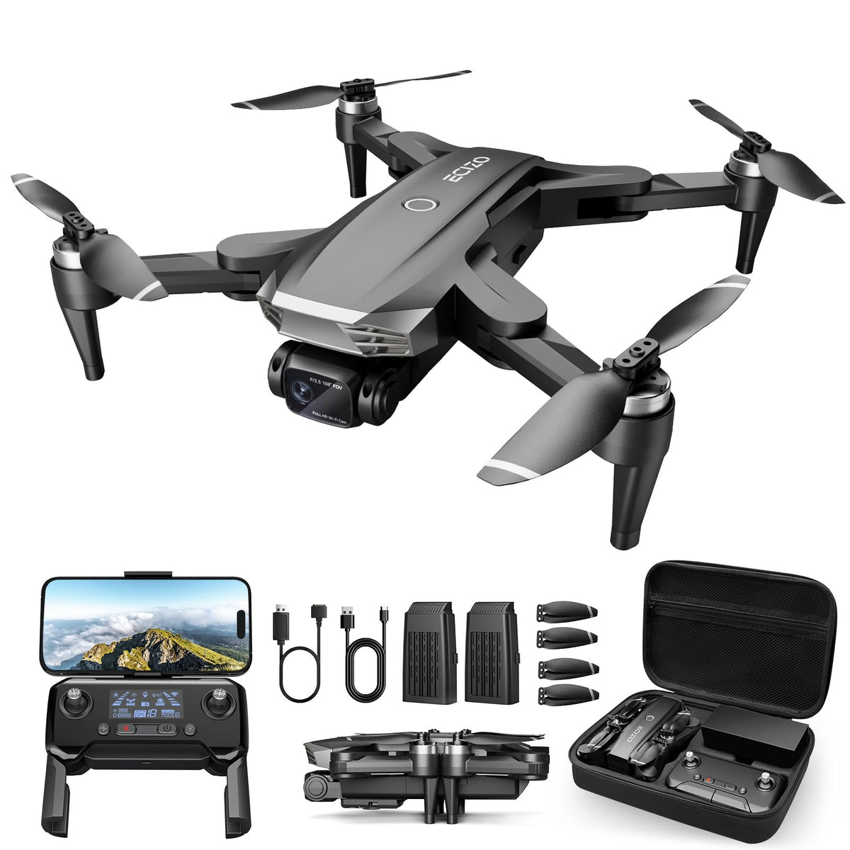 LAKSAKI GPS Drone 4K camera: crystal-clear aerial photos with 110° wide-angle view.