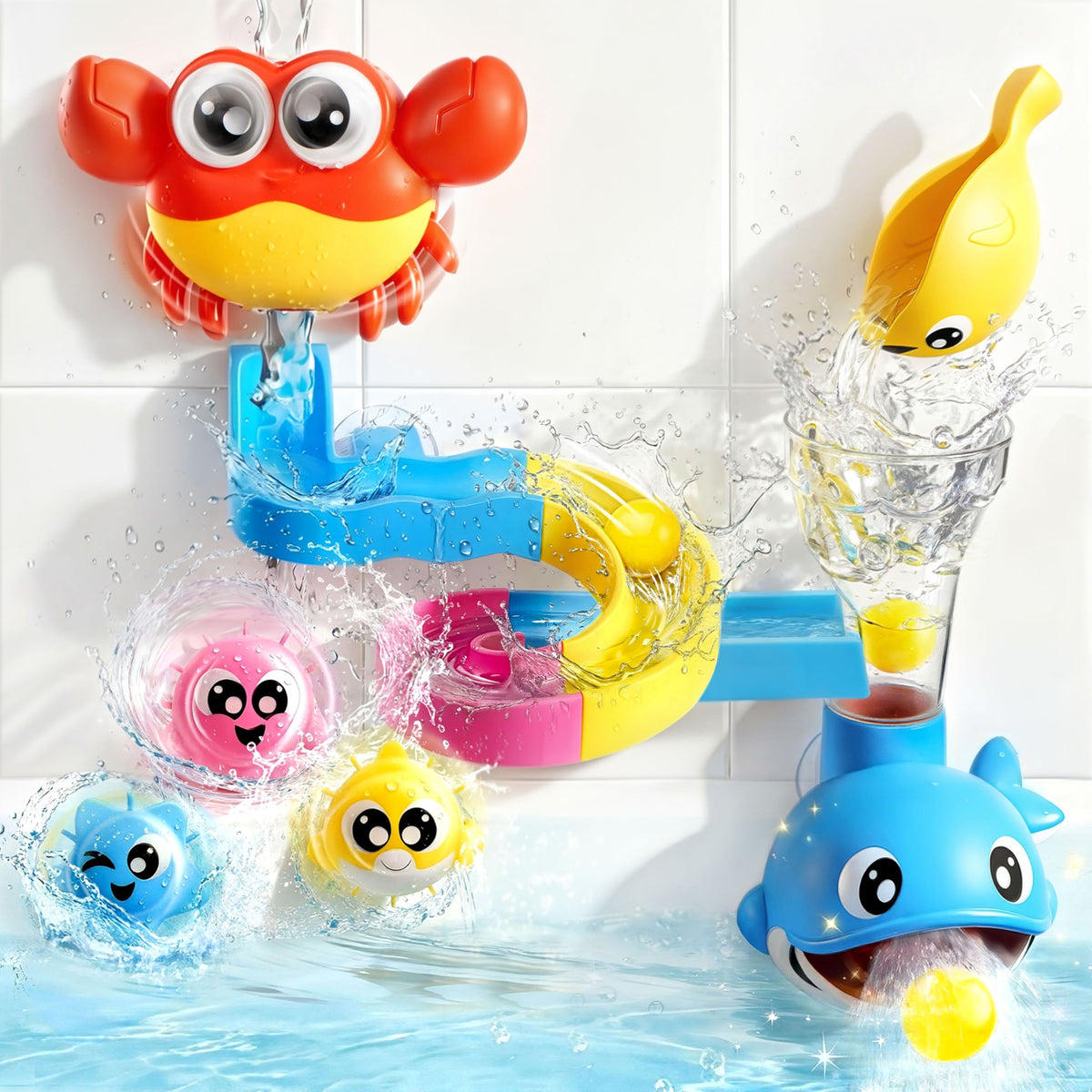 lalalark bath toys crab on suction cups for easy tub attachment and play