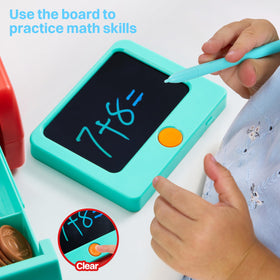 Lalalark cash register toy coins displayed for pretend shopping and counting.
