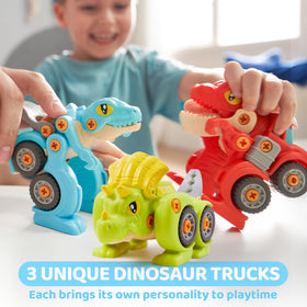 lalalark Dinosaur Cars electric drill helps kids drive and remove screws safely.
