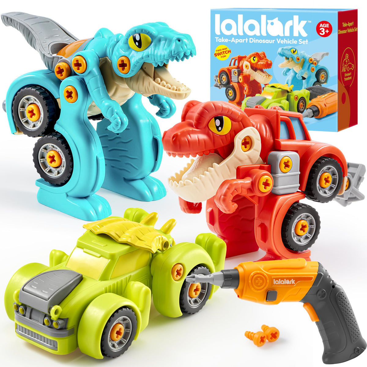 lalalark Dinosaur Cars Raptor in car form promotes imaginative play and fine motor skills.