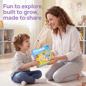 lalalark JOVA busy board wood-plastic mix provides a sturdy, safe play surface.