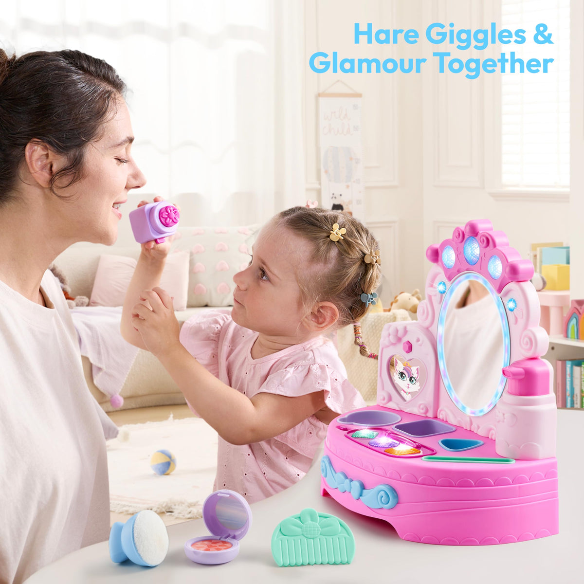 Lalalark vanity designed with smooth edges for safe play