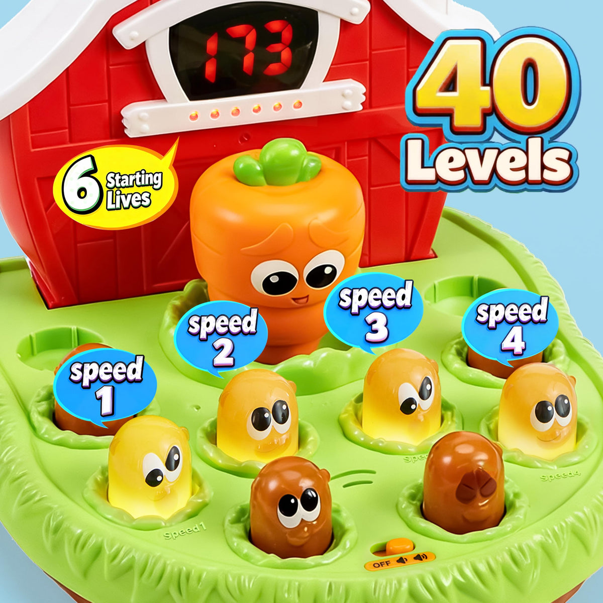 Lalalark Whack Game score display keeps kids motivated.