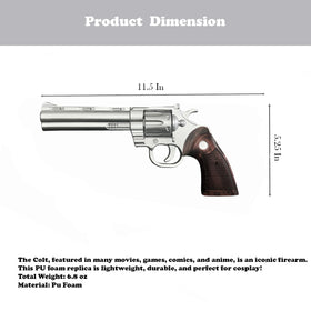 LALAPORT Colt Python foam revolver silver close-up barrel detail for collectors.