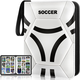 Lalasu Soccer Card Binder open view showing 55 double-sided pages for organized display.