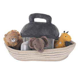 Lambs & Ivy Baby Noah Ark overview with soft beige velour for comforting play.