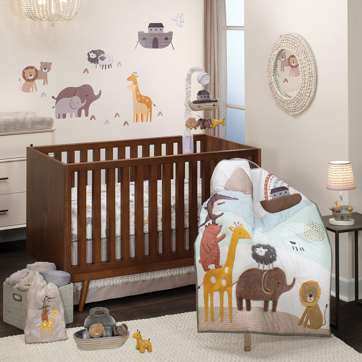 Lambs & Ivy Baby Noah lion plush close-up with 3D mane for imaginative storytelling.