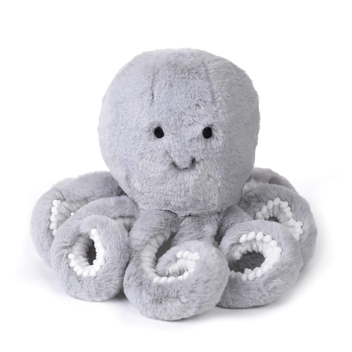 Lambs & Ivy Inky octopus plush toy in gray minky with velour accents for baby cuddles