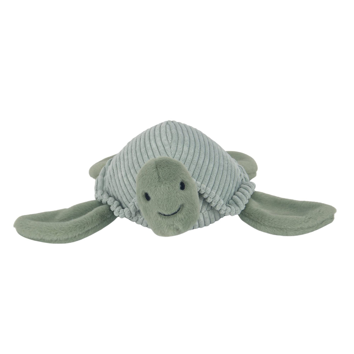 Lambs & Ivy Shelly turtle plush in light green ribbed velour for gentle touch