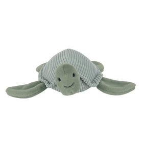 Lambs & Ivy Shelly turtle plush in light green ribbed velour for gentle touch