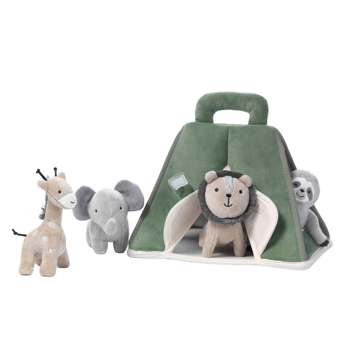 Lambs & Ivy safari tent windows provide peekaboo views for curious little explorers.