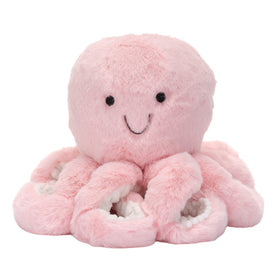 Lambs & Ivy Sea Dreams pink plush octopus Bubbles side view embroidered eyes baby-friendly design