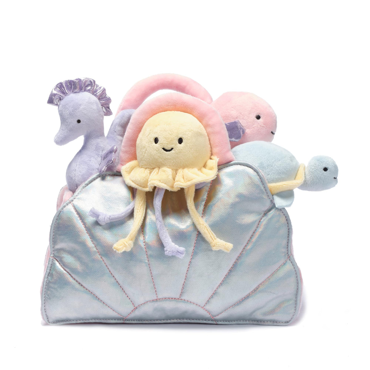 Lambs & Ivy seashell carry bag, keeps plush toys organized and easy to carry