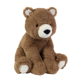 Lambs & Ivy Sierra Sky Wally brown plush bear side view highlights soft faux fur for cozy cuddles.