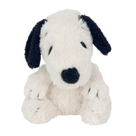 Close-up of soft polyester fabric on Lambs & Ivy Snoopy plush dog.