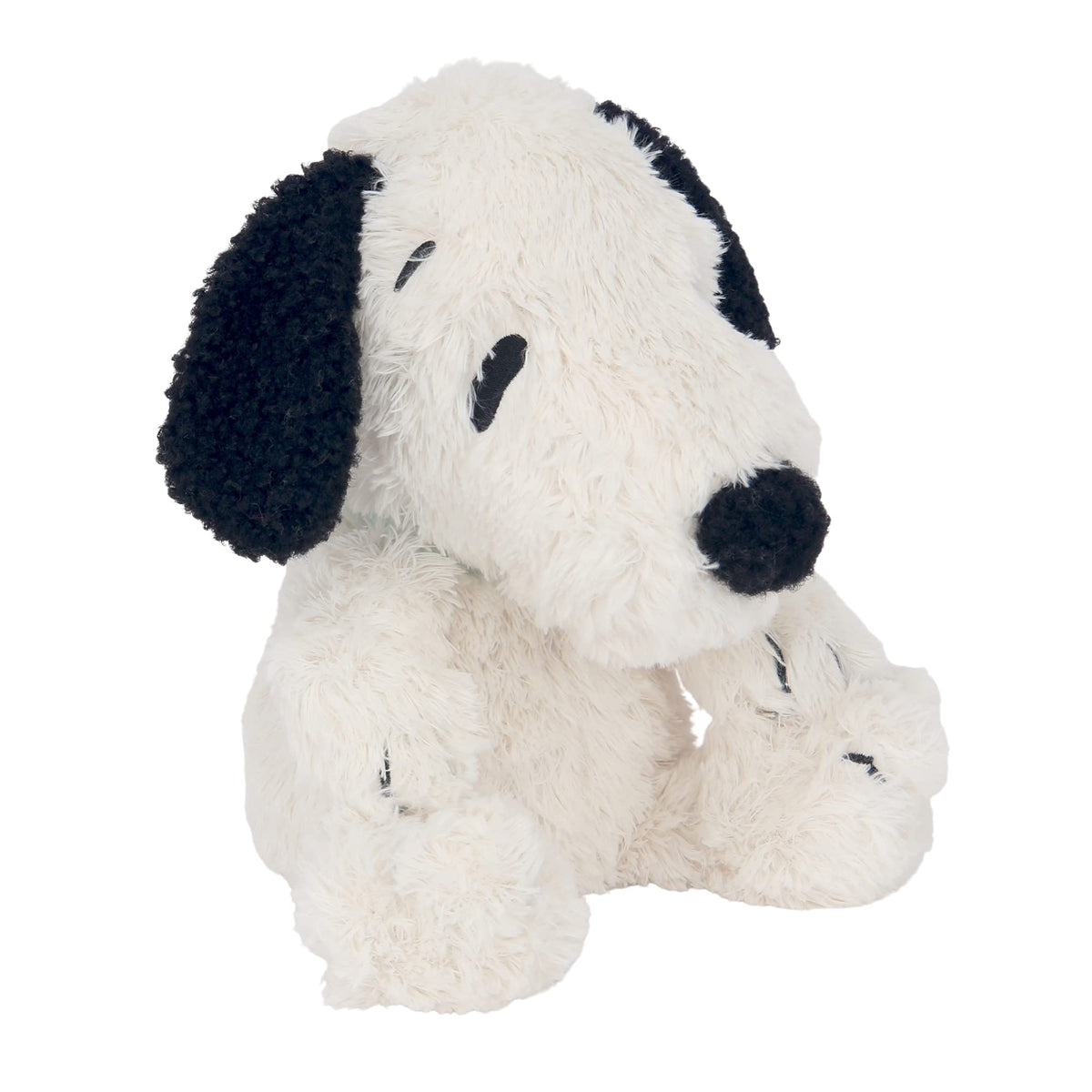 Lambs & Ivy Snoopy plush dog sitting for cuddles and comfort.