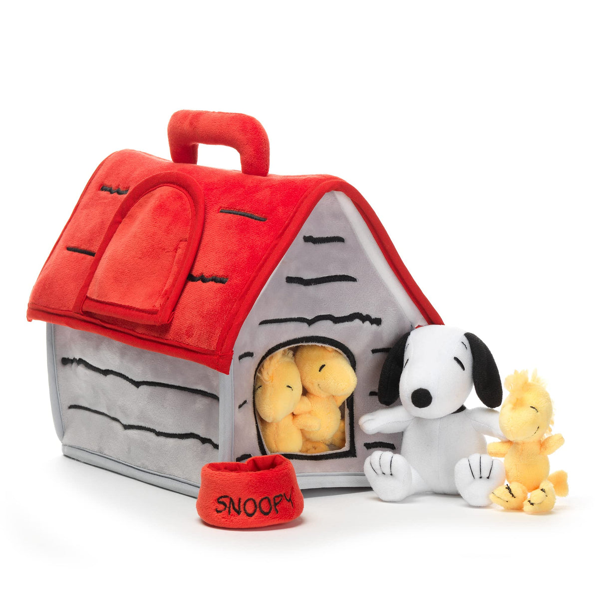 Snoopy figure with doghouse skylight close-up for authentic detail
