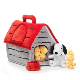 Snoopy figure with doghouse skylight close-up for authentic detail