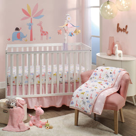 Lambs & Ivy Snuggle Jungle pink giraffe nursery decor friendly plush