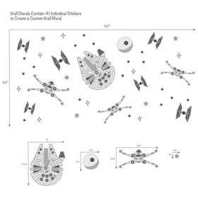 Lambs & Ivy Star Wars Tie Fighter wall decals for a playful hero bedroom