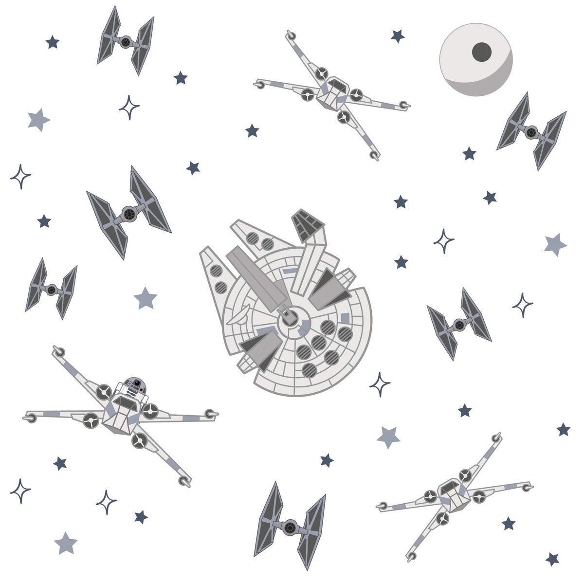 Lambs & Ivy Star Wars X-Wing wall decals for a space-themed nursery mural