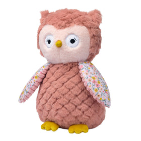 Lambs & Ivy Twiggy owl plush shows floral velour wings for playful detail.