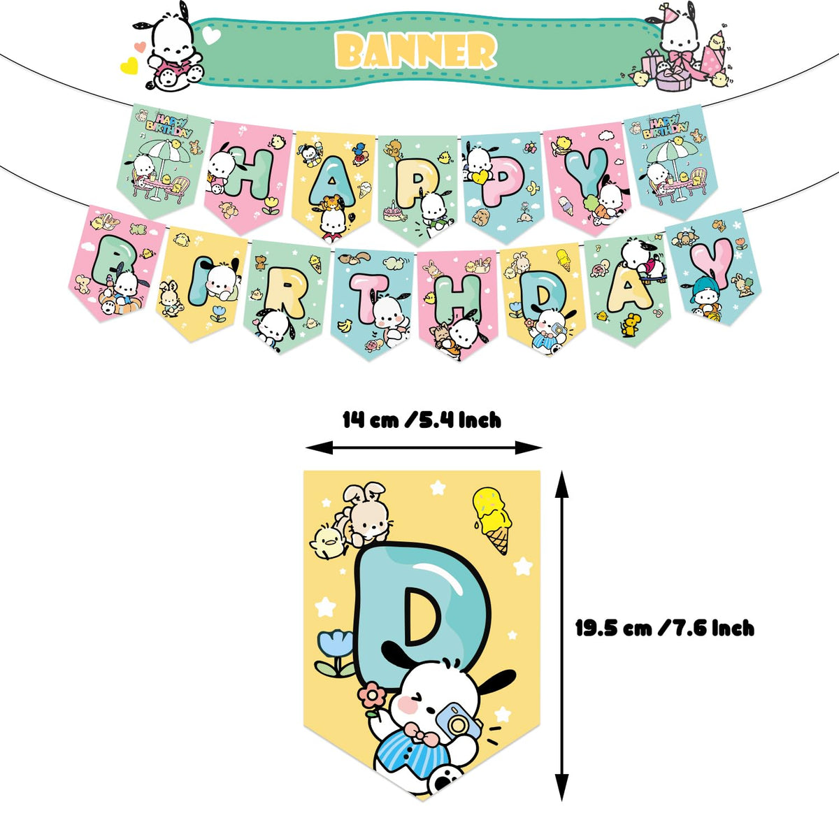 Lamden Pochacco latex balloons in four colors offer festive party atmosphere.