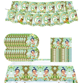 Lamden Princess Tiana banner for a festive frog princess party setup