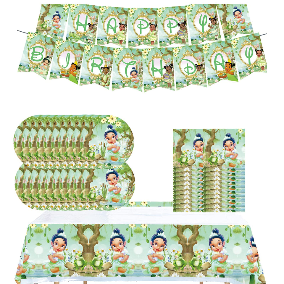 Lamden Princess Tiana banner for a festive frog princess party setup