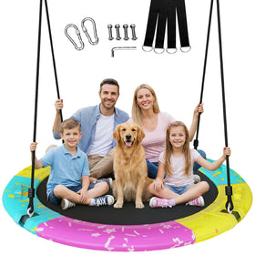 Lamerge saucer swing 43-inch diameter seat for family backyard play