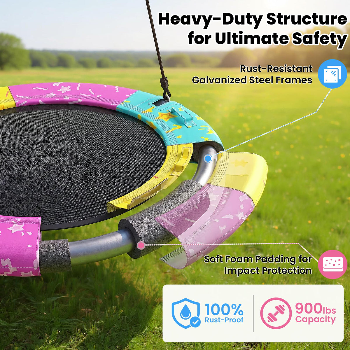 Lamerge waterproof UV-resistant mat stays comfortable in sun and rain.